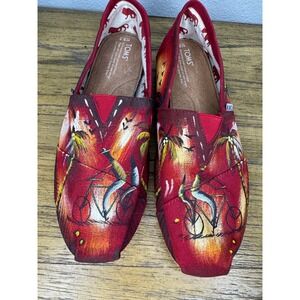 TOMS‎ Haiti Artist Collective Hand-Painted Canvas Slip-On Shoes M 9.5 – Signed